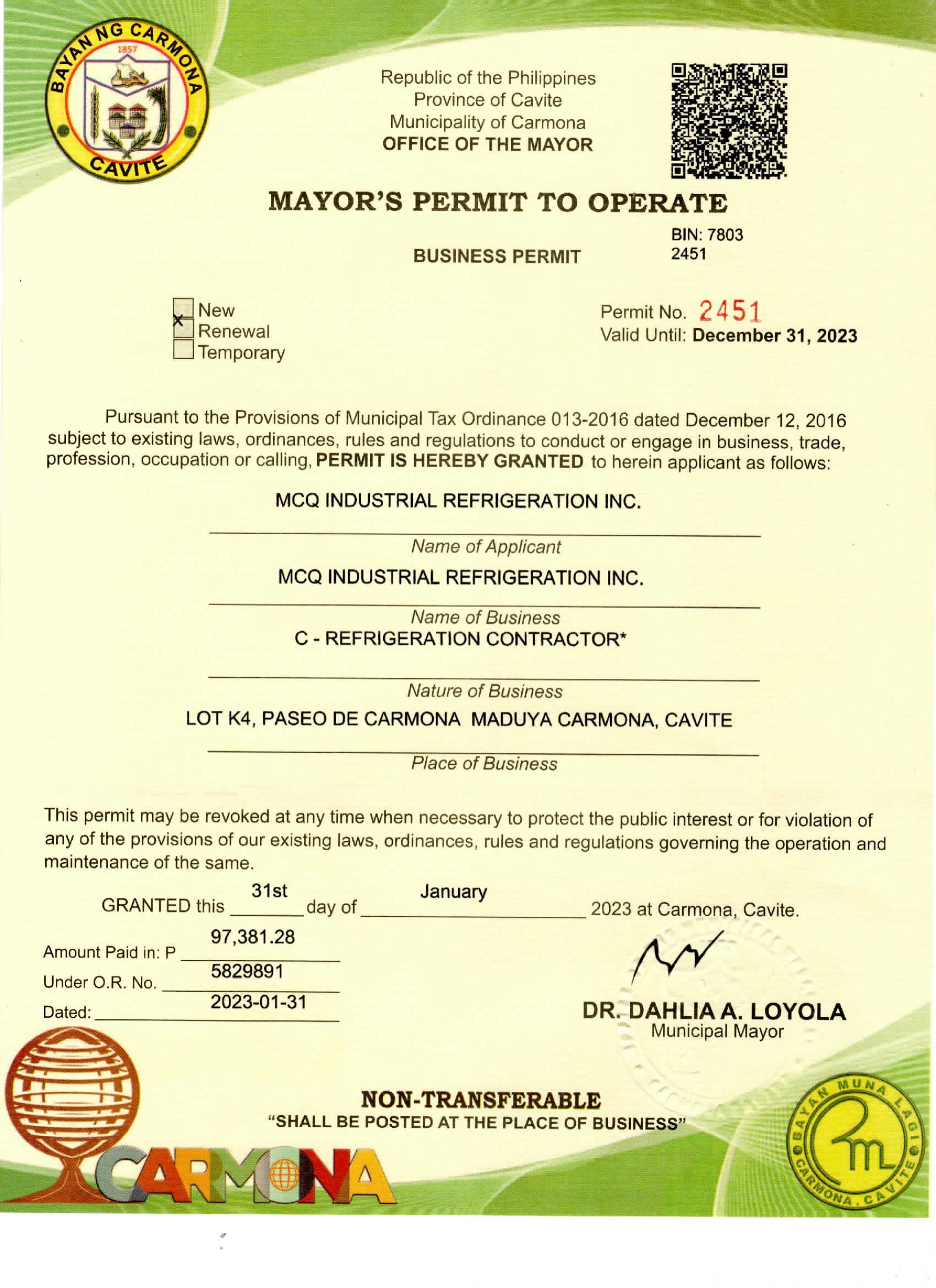 MCQ Mayors Permit